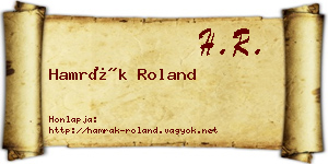 Hamrák Roland névjegykártya